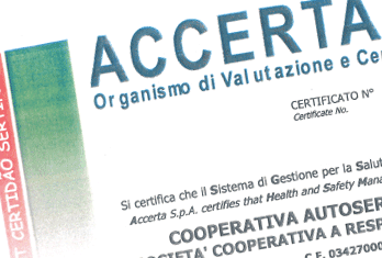 certificazione cat cooperativa gestione per salute e sicurezza